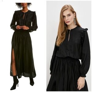 Zadig & Voltaire / Roar Jac Python Maxi Dress black silk kind sleeve XS